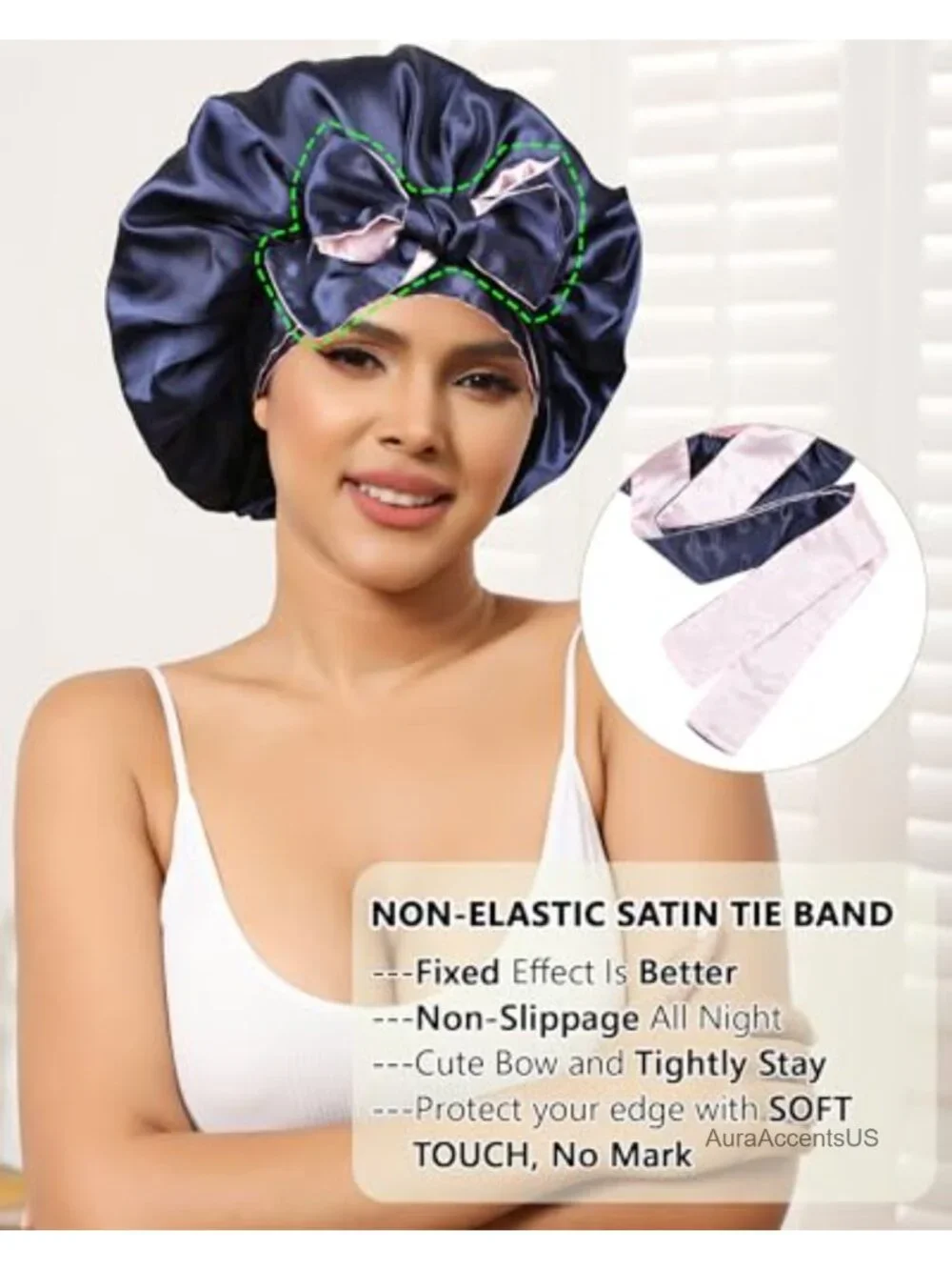 Double Layer Satin Bonnet Reversible Sleep Hair Wrap for Curly Hair Anti-Frizz